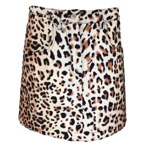 LOUIS VUITTON TAN / BLACK LEOPARD PRINT COTTON MINI SKIRT - Picture 1 of 4